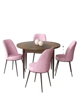 Dining Table & Chairs Set (5 Pieces) Tor - Baroque, Pink