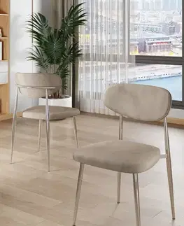 Sada židlí (4 kusy) Vina - Cappuccino, Chrome
