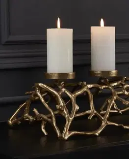 Estila Designový svícen na čtyři svíce Cuerna ve zlaté barvě s konstrukcí z kovu 60cm