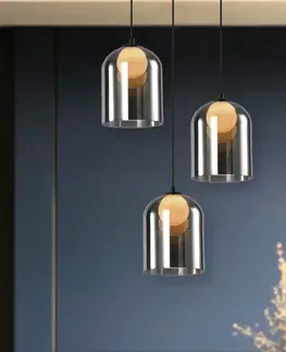 Skleněná závěsná lampa KLEA – s grafitovým a matným stínidlem – moderní stolní lampa do obývacího pokoje G9 LED