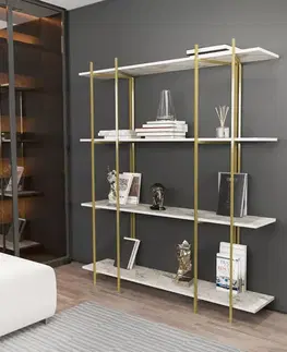 Knihovna Moss - White, Gold