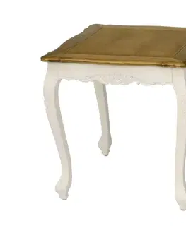 Estila Provence příruční stolek Preciosa ve smetanově bílém barvě s hnědou vrchní deskou 60cm