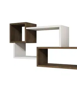 Nástěnná police Afro - White, Walnut - POSLEDNÍ KUS