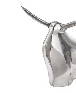 Estila Stylové glamour extravagantní těžítko Bull v podobě býka ve stříbrné chromové barvě s hladkým lesklým povrchem 16 cm