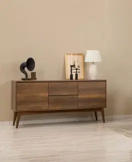 Set s rozkládacím stolem, židlemi a konzolou (5 kusů) Vina 02 1048 - Walnut, Dark Blue