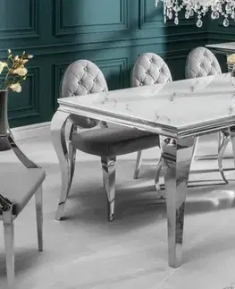 Estila Barokní chromový luxusní jídelní stůl Modern Barock s mramorovou skleněnou deskou 200cm