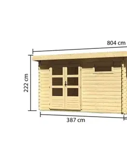 Dřevěný zahradní domek BASTRUP 8 s přístavkem Lanitplast
