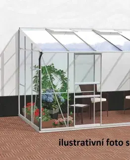 Skleník ke stěně IDA 7800 polykarbonát stříbrný Dekorhome