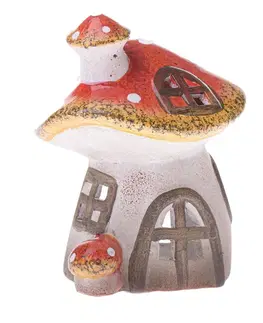 Keramický svícen Muchomůrkový domeček, 13,2 x 16,3 x 13 cm