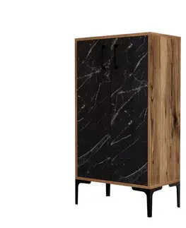 Botník Prag - Walnut, Black Marble