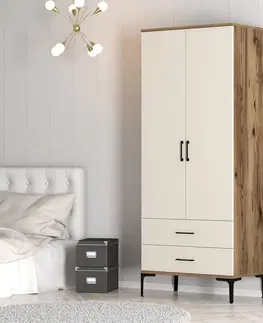 Šatní skříň Kumsal T - Walnut, Cream