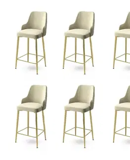 Bar Stool Set (6 Pieces) Enox - Cream, Gold