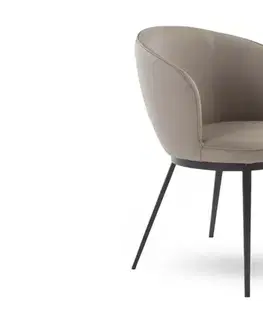 Estila Jídelní židle Gamla, taupe kůže, černé nohy