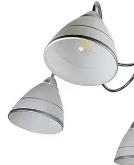 Chromová stropní lampa, skleněné stínidlo, 5x40W, E14, Elf