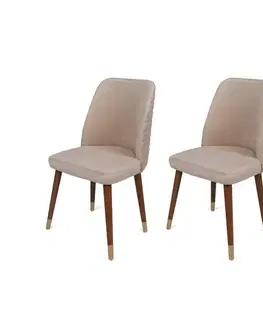 Sada jídelních židlí Hugo Cream and Walnut, 2 ks