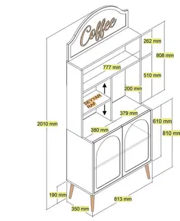 Coffee Bar Cabinet Lyon 80 - White, Gold