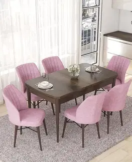 Extendable Dining Table & Chairs Set (7 Pieces) Nef - Baroque, Pink