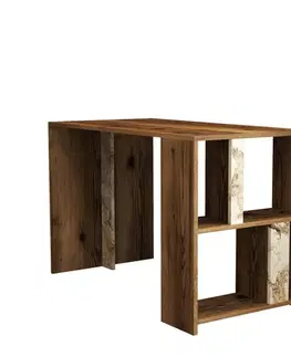 Psací stůl Lima - Walnut, White Marble