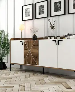Skříňka Venedik Walnut and White