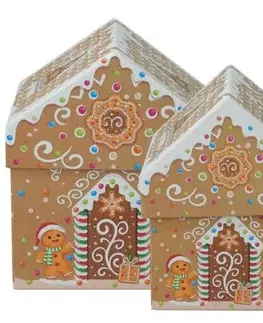 Sada vánočních dárkových krabic Cookie Houses, béžová, 2 ks