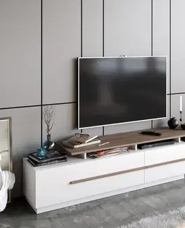 TV stolek Pia - Walnut, White