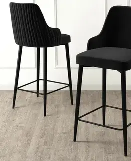 Sada barových židlí Enox Black and Black, 2 ks, 2 ks