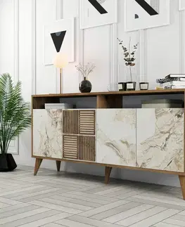 Skříňka Milan Walnut and White Marble