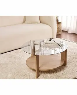 Konferenční stolek Clara Sapphire Oak s tmavým sklem
