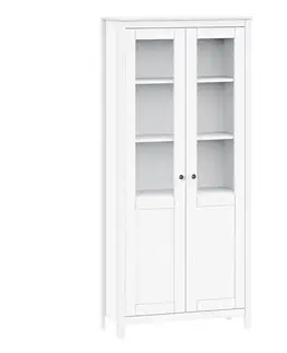 Vitrína 2 dveře TORINO bílá, kovové úchytky