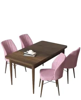 Dining Table & Chairs Set (5 Pieces) Arp - Baroque, Pink