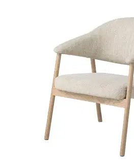 Estila Křeslo Bodil, krémová žinylka, světlý dub