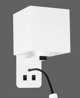 Bílá hotelová nástěnná lampa s LED čtecí lampou Magnum