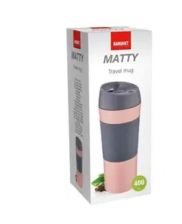 Banquet Hrnek cestovní dvoustěnný MATTY 400 ml, růžová

  