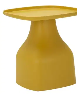 Estila Designový hladký pastelově žlutý čtvercový příruční stolek Avanguardio s keramickým vzhledem s oblými hranami 50 cm