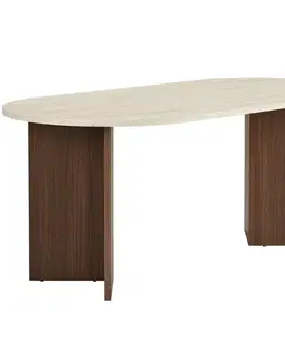 Jídelní stůl Sablin - Travertine, Milano Walnut, 