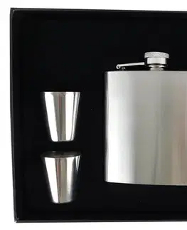 PROHOME - Láhev / placatka nerez 210ml, 4 pohárky a nálevka
