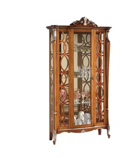 Estila Barokní luxusní masivní vitrína Pasiones na nožičkách s prosklenými zdobenými dvířky 197cm