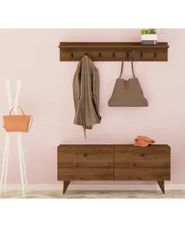 Nástěnný věšák s botníkem Rupa Walnut
