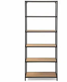 Kovový regál LOFTY Slim Classic Oak, 185 x 77 cm