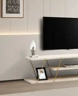 TV stolek Canaz - Gold, Travertine