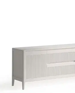 Estila Luxusní moderní TV stolek Tallin s vroubkovaným čelem se dvěma zásuvkami a třemi dvířky 190 cm