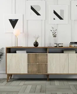 Skříňka Milan 2 Walnut and Travertine