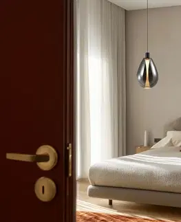Lampa wisząca Denso 20 szklana czarna z kloszem dymionym nad stół do jadalni