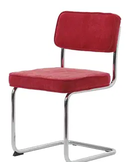 Estila Jídelní židle Bente, červený manšestr, chrom