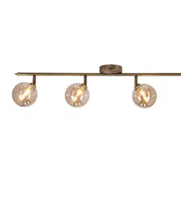 Stropní lampa Rodia s patinou, páskem 4x40W, stínidlo G9, jantarová