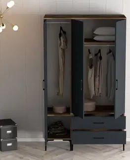 Šatní skříň Kumsal RT - Walnut, Anthracite