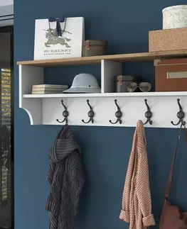 Nástěnný věšák s botníkem Polo White and Walnut
