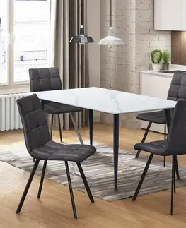 Jídelní stůl ADRIA 140x80 + 4 židle BERGEN šedé mikrovlákno