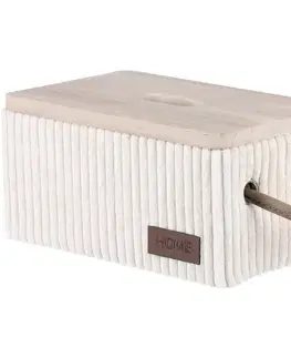 Autronic Sada 5 látkových úložných boxů, krémová