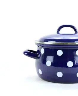 BELIS - Hrnec a poklice 24cm modrý puntík